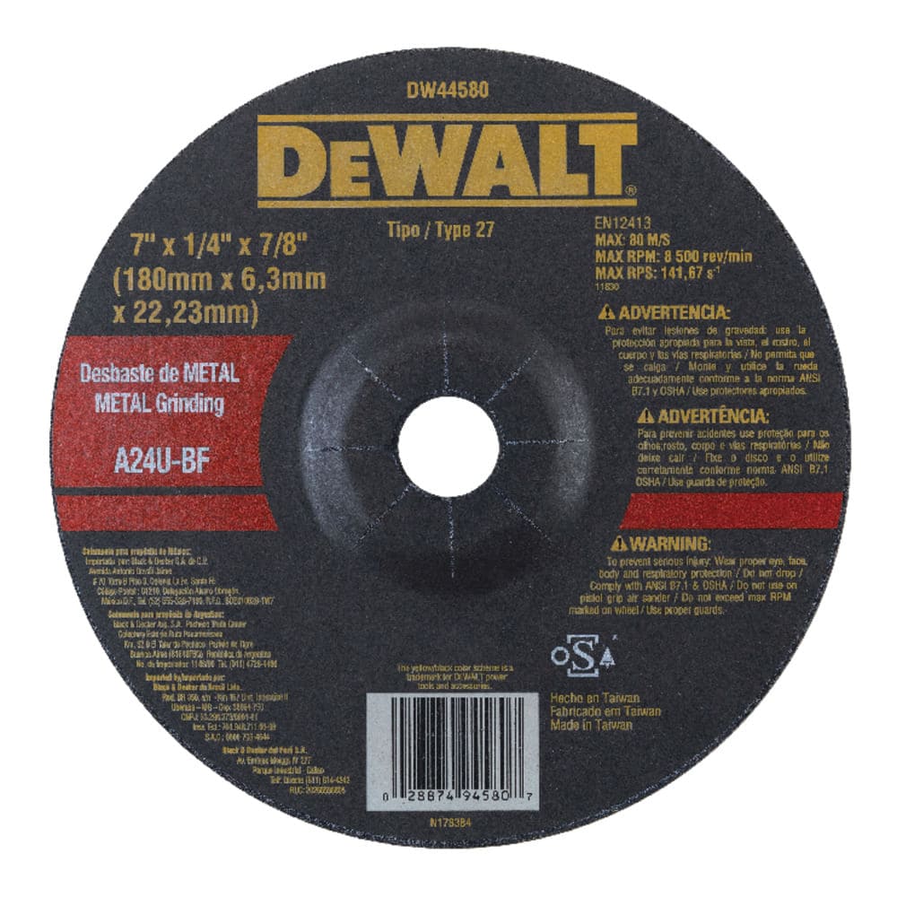 Disco Abrasivo Desbaste 7" x 1/4" (6 mm) Dewalt
