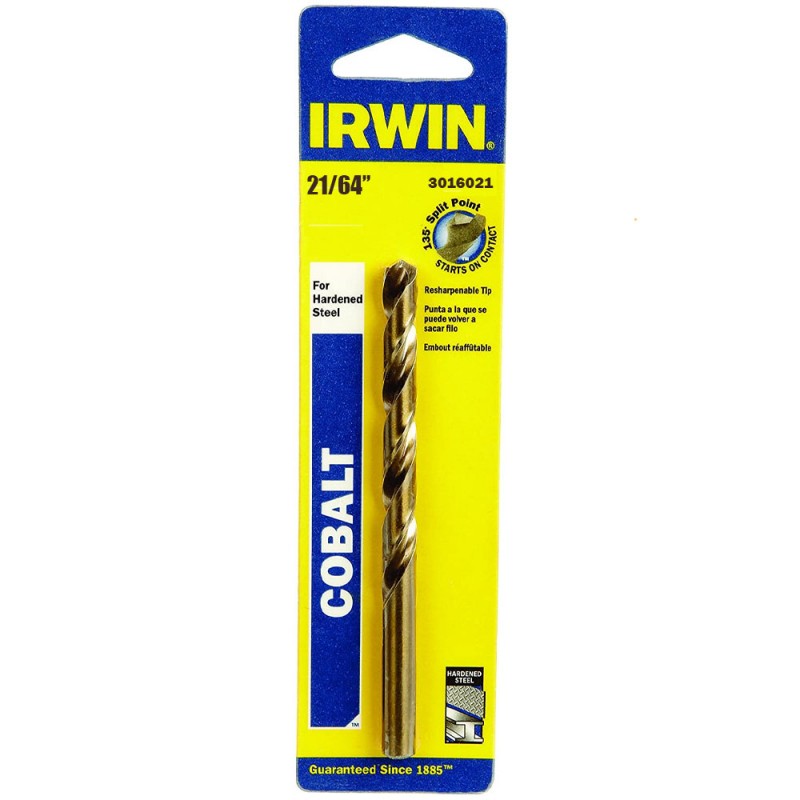 Broca HSS Cobalto 21/64" - Blister Irwin