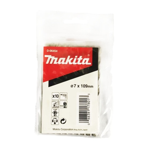 [D-06454] Broca Para Metal Hss (10 Pcs) 7 X 109 Mm. Makita