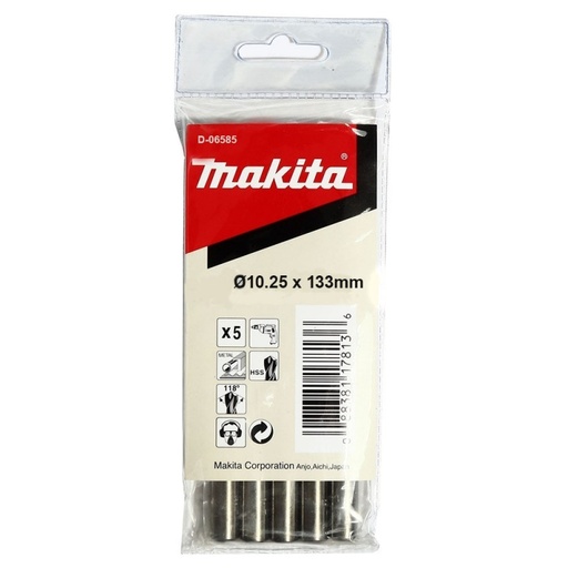 [D-06585] Broca Para Metal Hss (5 Pcs) 10.25 X 133 Mm. Makita