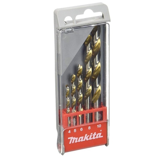 [D-30514] Brocas Con Borde Brillante Y Con Recubrimiento De Tin (5 Pcs) (4, 5, 6, 8, 10 Mm.) Makita