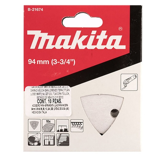 [B-22969] Lija Delta Blanco Gr.120 X 10U. 6 Orificios.Madera Pintada. Makita