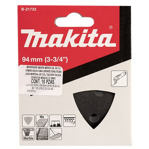 [B-21755] Lija Delta Negra Gr. 240 X 10U. 6 Orificios.Para Piedras Makita