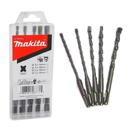 [D-36354] Set Brocas Sds-Plus (5 Pcs) (6X160(2 Pcs), 8X160, 10X160, 12X160 Mm.) Makita