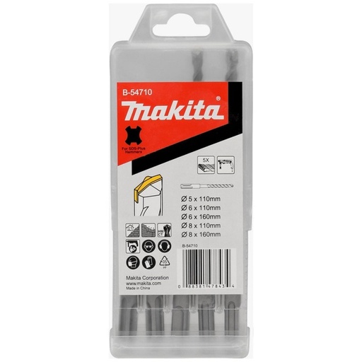 [B-54710] Set Brocas Sds-Plus Punto Centro 5/6/8X110Mm-6/8X160Mm. (5Pcs). Makita