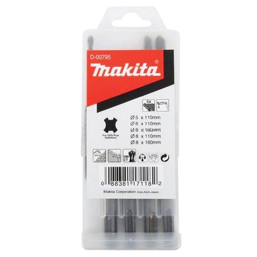 [D-00795] Set De Brocas Sds-Plus P/Concreto 5/6/8X110Mm 6/8X160Mm. (5Pcs) Makita