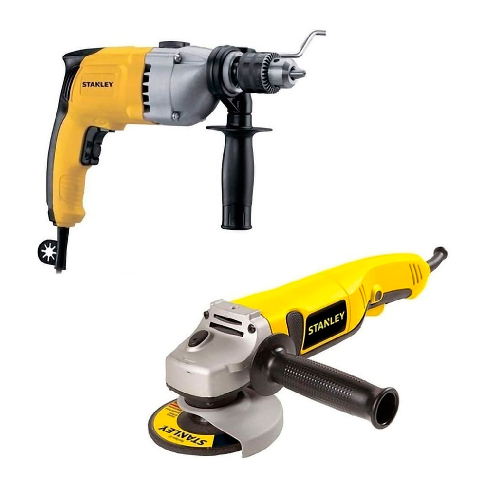 Kit Esmeril Angular 4-1/2" 1000W Rat Tail +[STDH8013] Taladro Percutor 1/2" 800W Stanley
