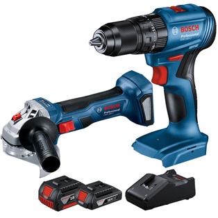 Combo Taladro Percutor 1/2" GSB 185-LI + Amoladora/Esmeril 5" (4-1/2") 18V  GWS 180-LI Bosch