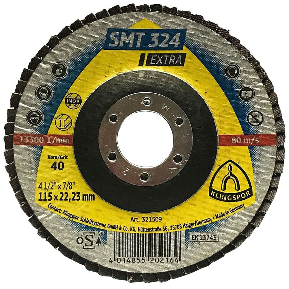 [321509] Disco Flap 4-1/2" G40 Concavo Te/Extra/Smt324/Cs455X/40/N/Gew/115X22,2 Klingspor (E)