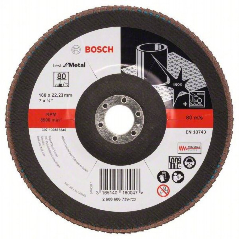 [2608.606.739-000] Disco Flap Best for Metal 7"Gr.80 Curvo fibra Bosch