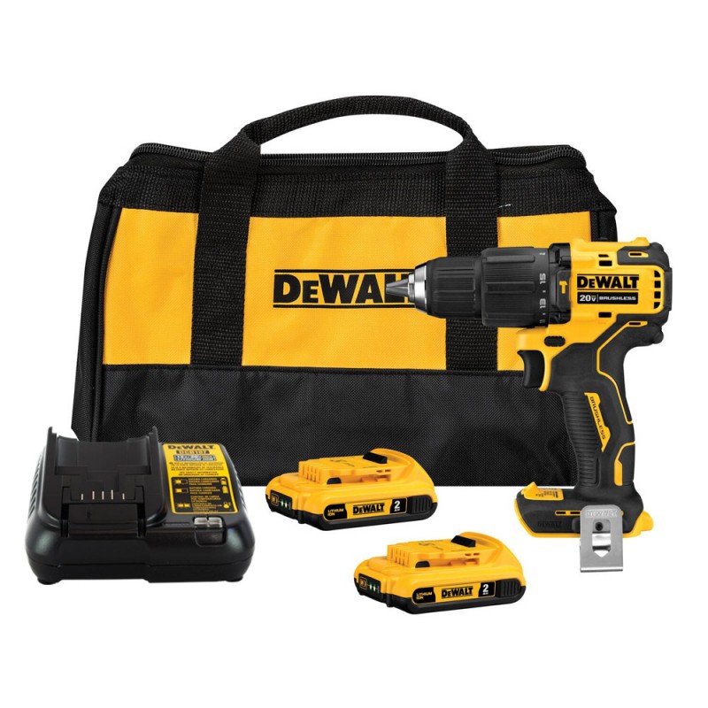 [DCD709D2-B2] Taladro Percutor 1/2" (Sin Carbones) 20V Atomic + 2 Baterias 20V MAX 2AH + Cargador Dewalt