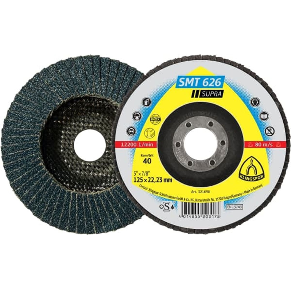 [321689] Disco Flap 4-1/2" G40 Concavo Te/Supra/Smt626/Cs461X/40/N/Gew/115X22,2 Klingspor